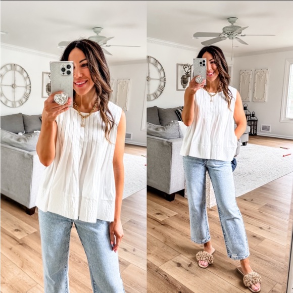Floral Print Round Neck Pleated Baby Doll Top With 3/4 Sleeves main image 1